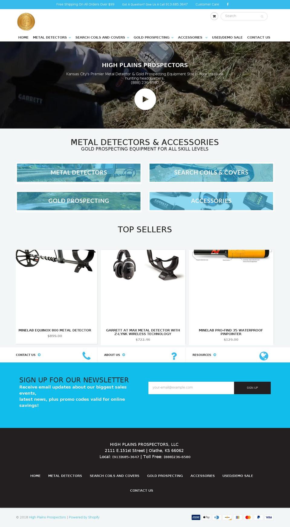 highplainsdetectors.com shopify website screenshot