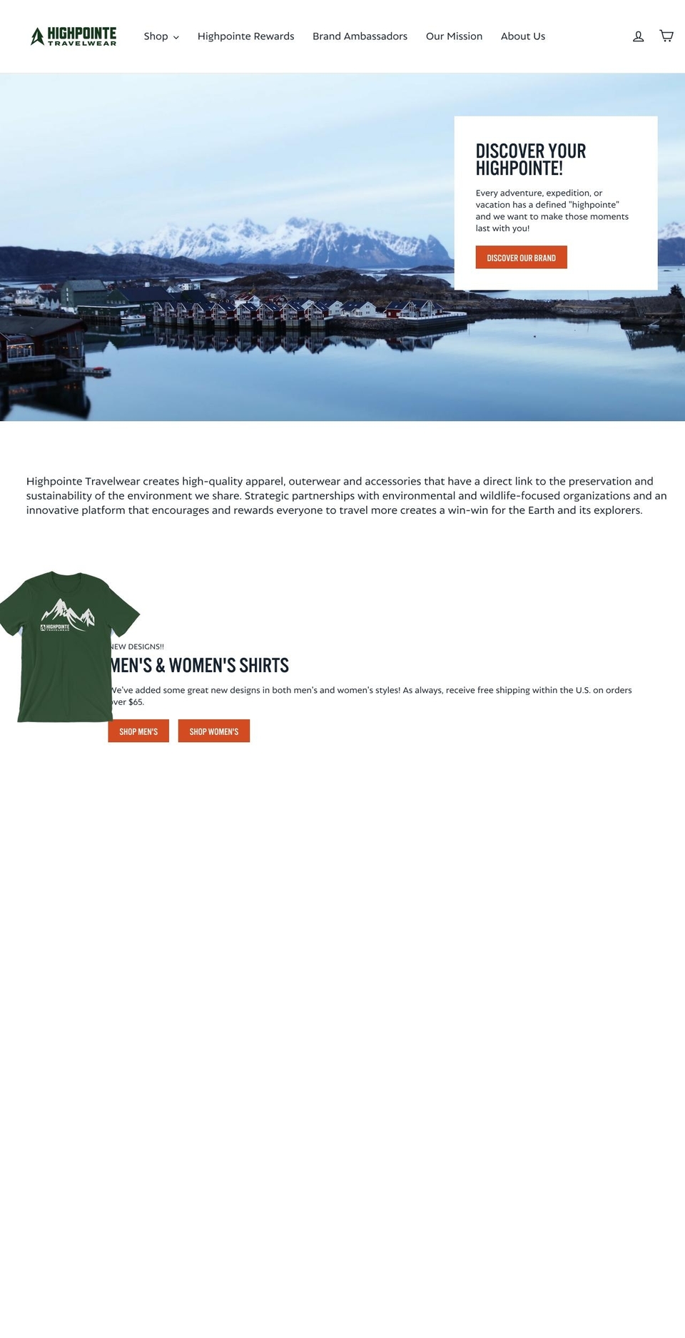 highpointetravelwear.com — Shopify storefront screenshot