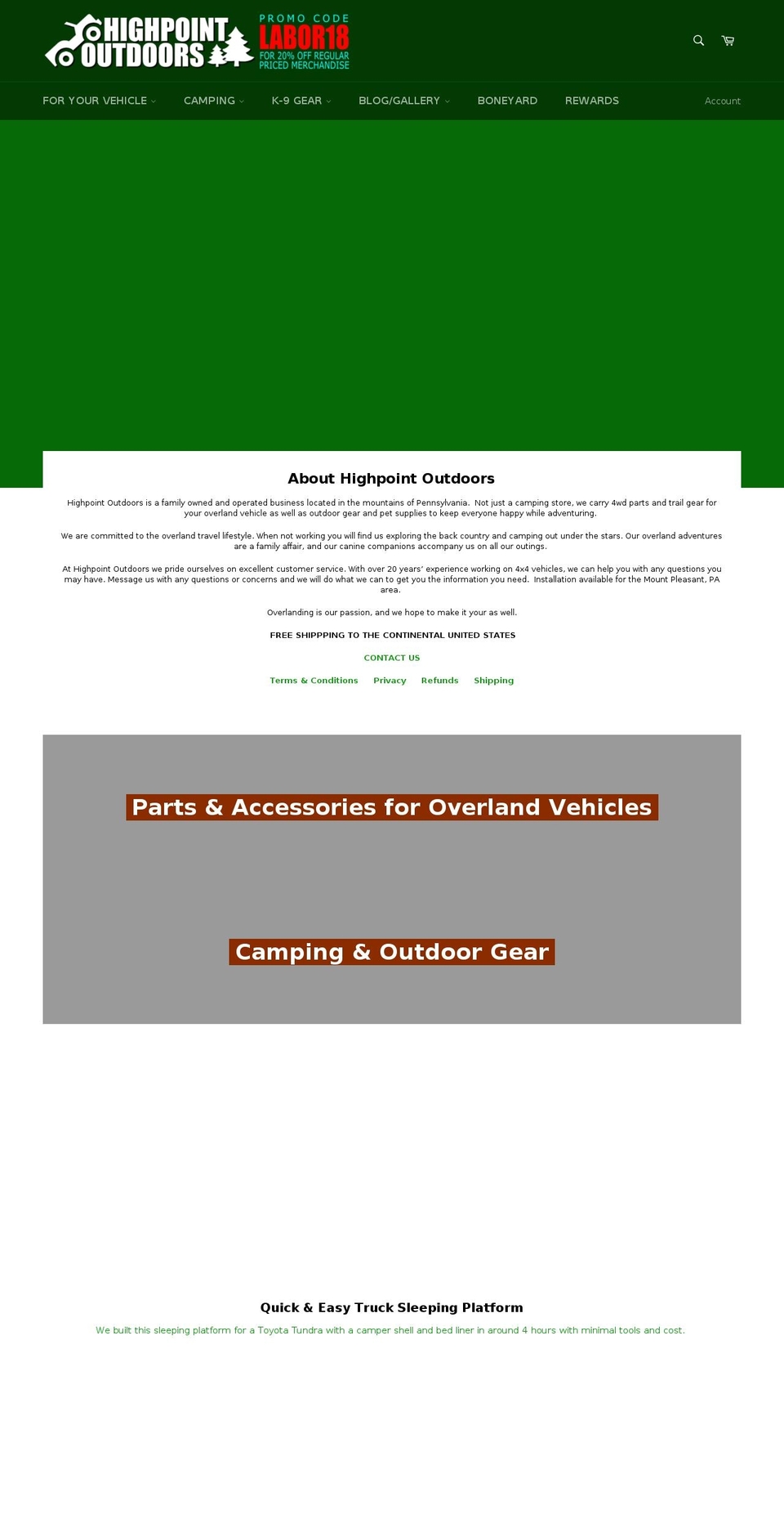 highpointoutdoors.com shopify website screenshot