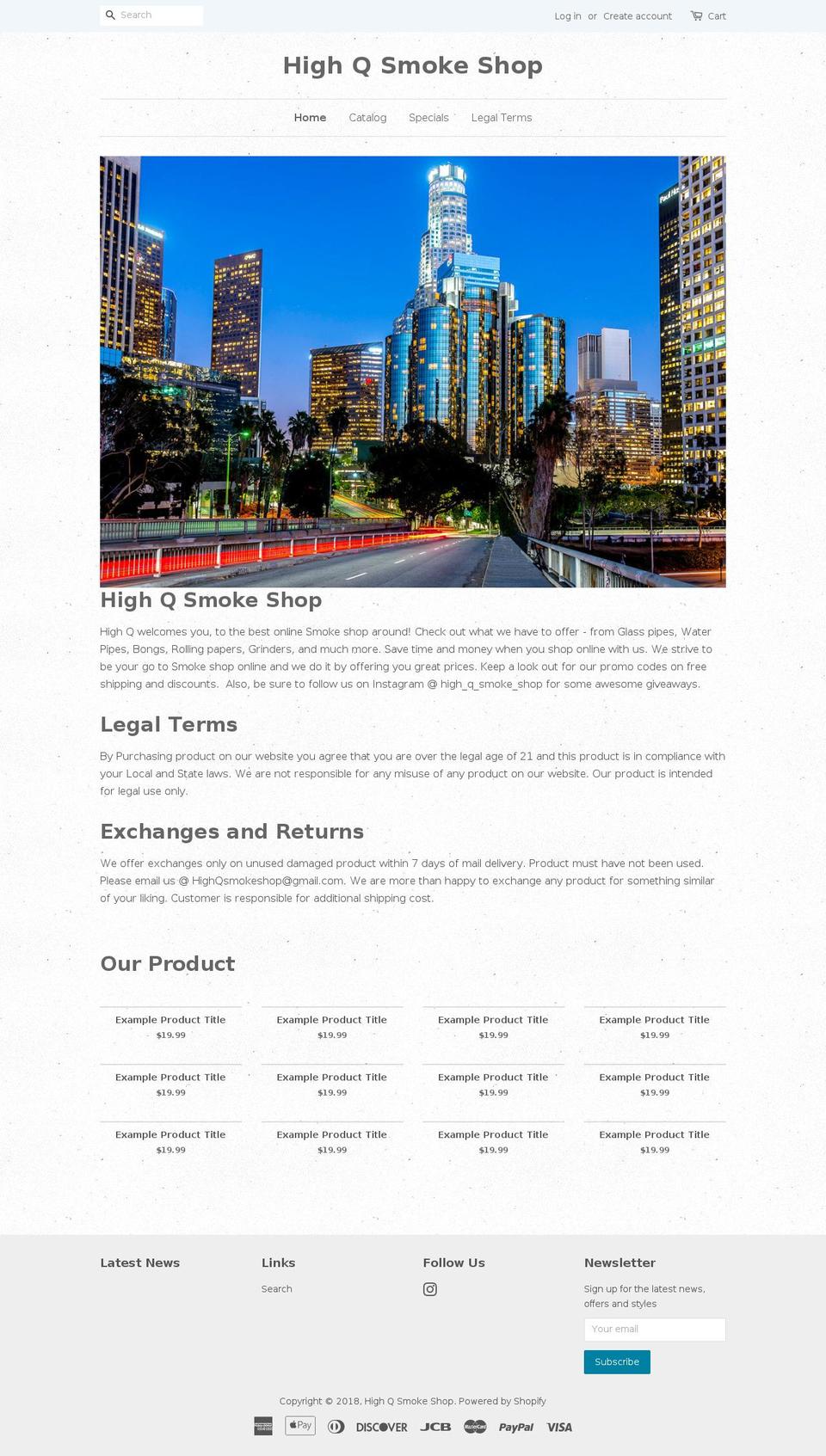 highqsmokeshop.com — Shopify storefront screenshot