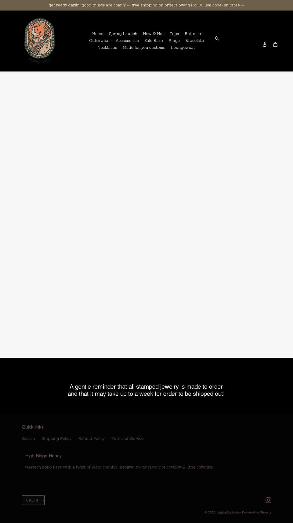 highridgehoney.com shopify website screenshot