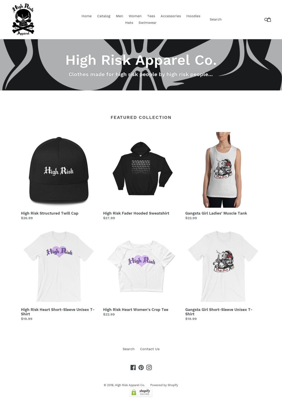 highriskapparel.com — Shopify storefront screenshot