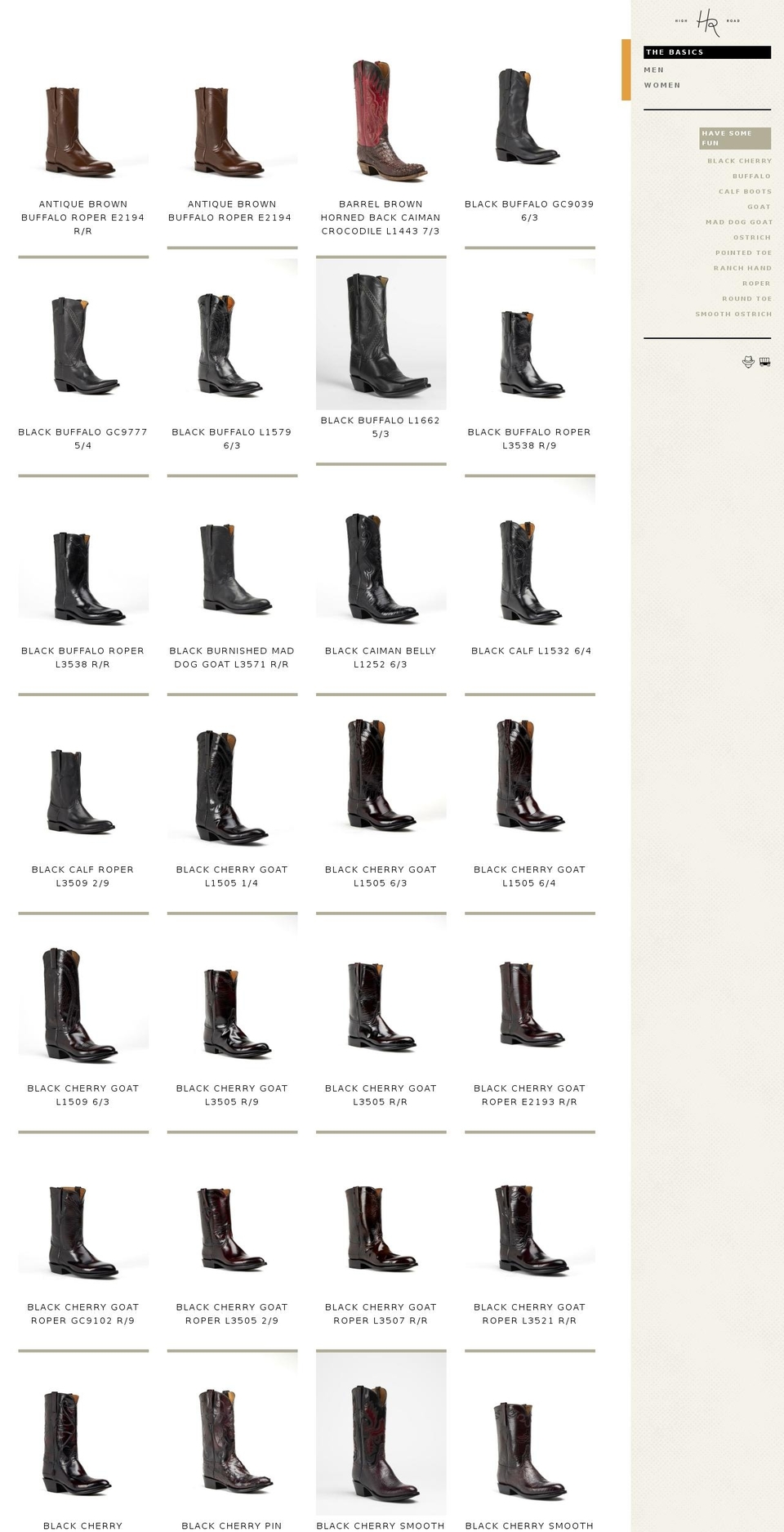 highroadboots.com shopify website screenshot