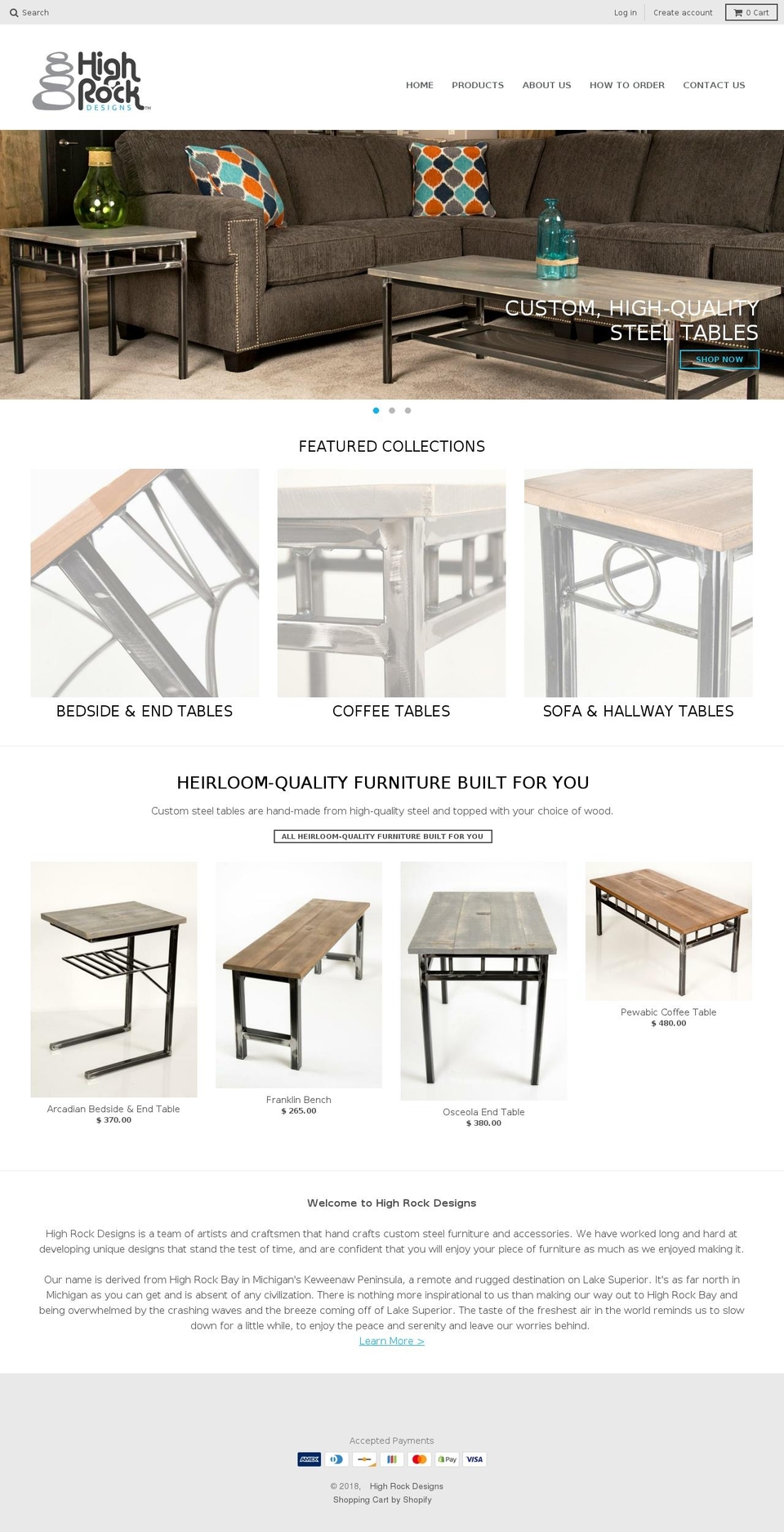 highrockdesigns.com shopify website screenshot