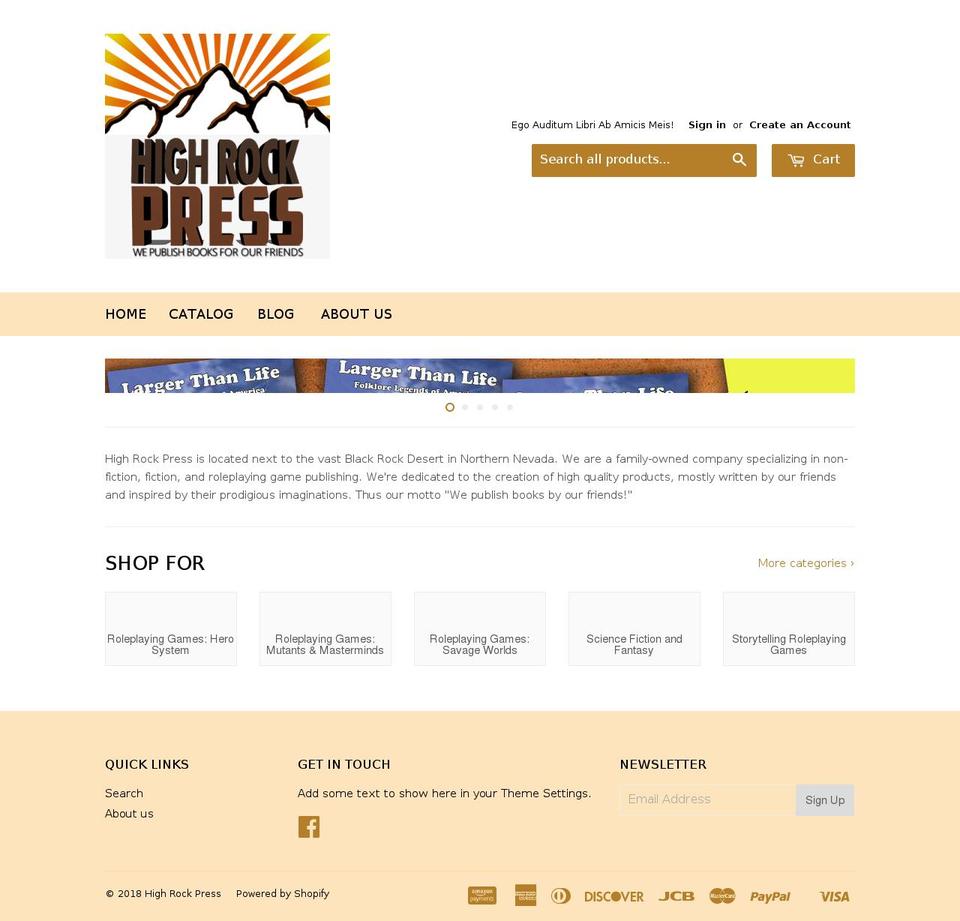 highrockpress.com — Shopify storefront screenshot
