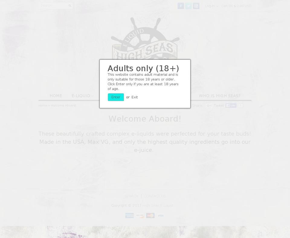 highseasjuice.com shopify website screenshot