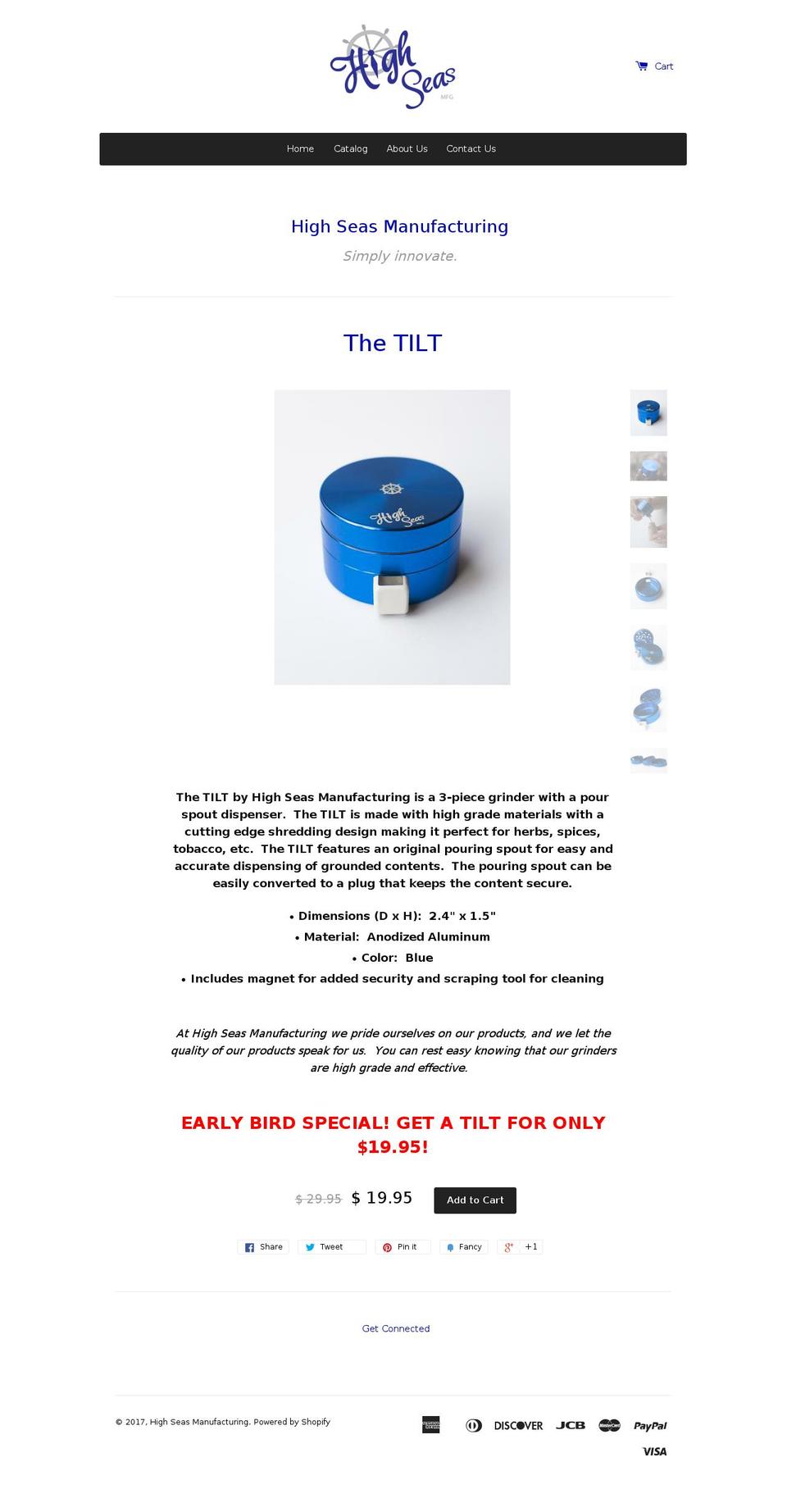 highseasmfg.com shopify website screenshot