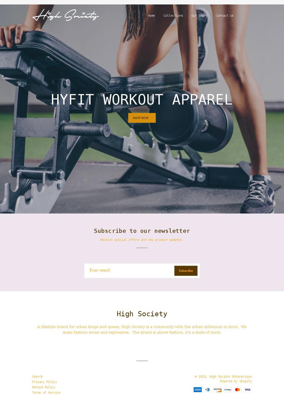 highsocietyent.com shopify website screenshot