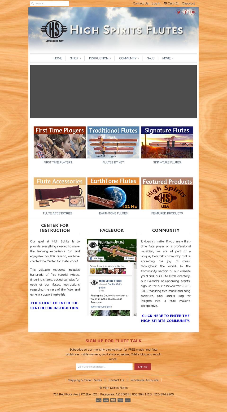 highspiritsflutes.com shopify website screenshot