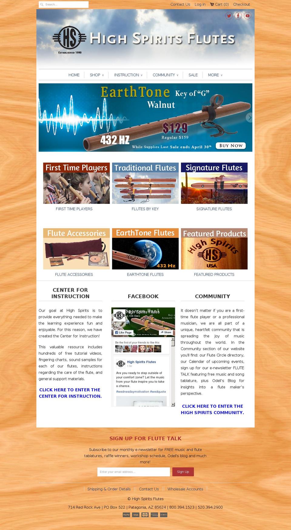 highspiritsflutes.net shopify website screenshot