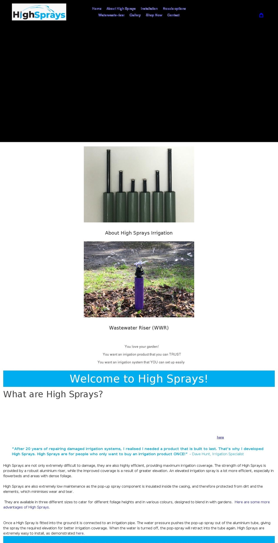 highsprays.com.au shopify website screenshot