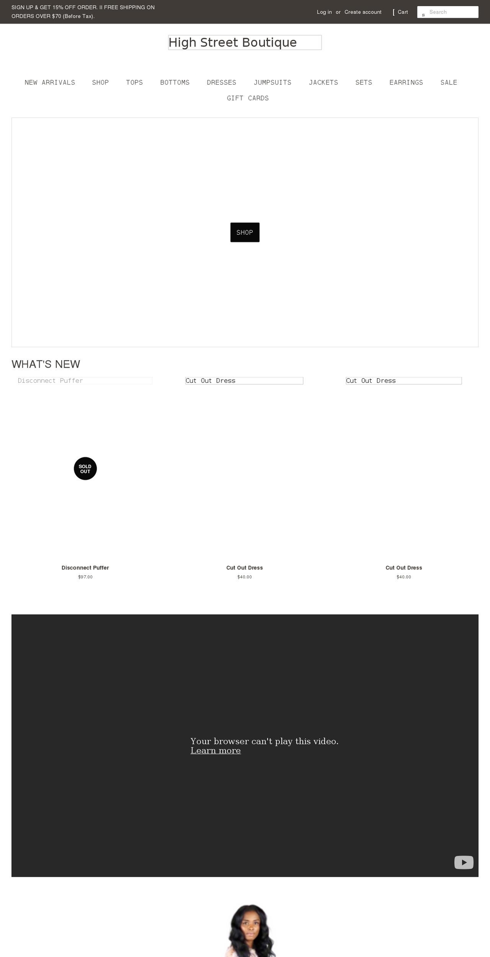 highstreetboutique.net shopify website screenshot