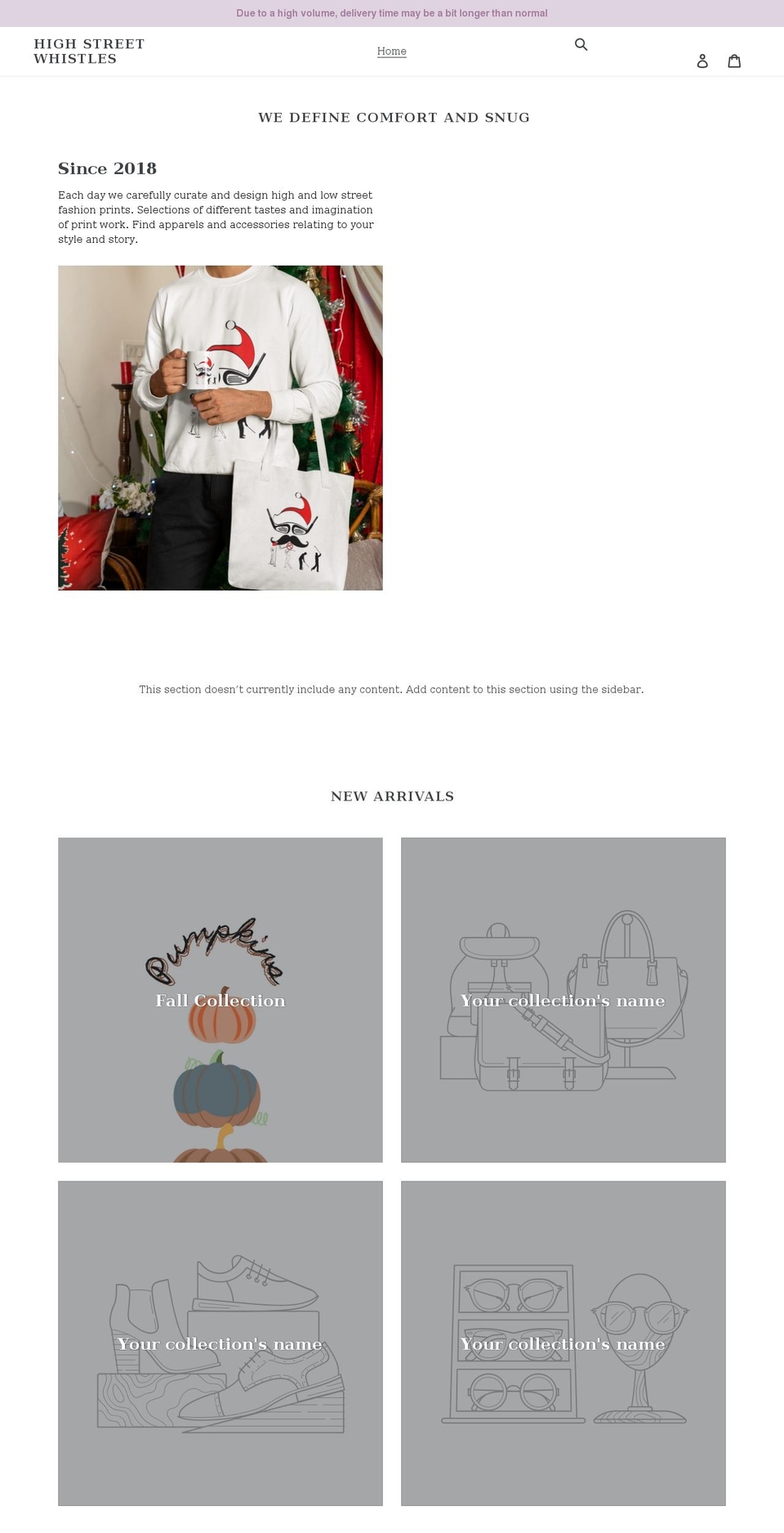 highstreetwhistles.com — Shopify storefront screenshot