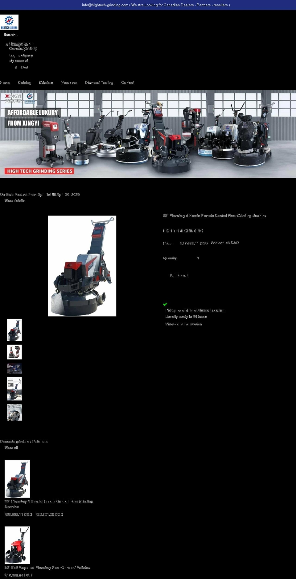 hightech-grinding.com shopify website screenshot
