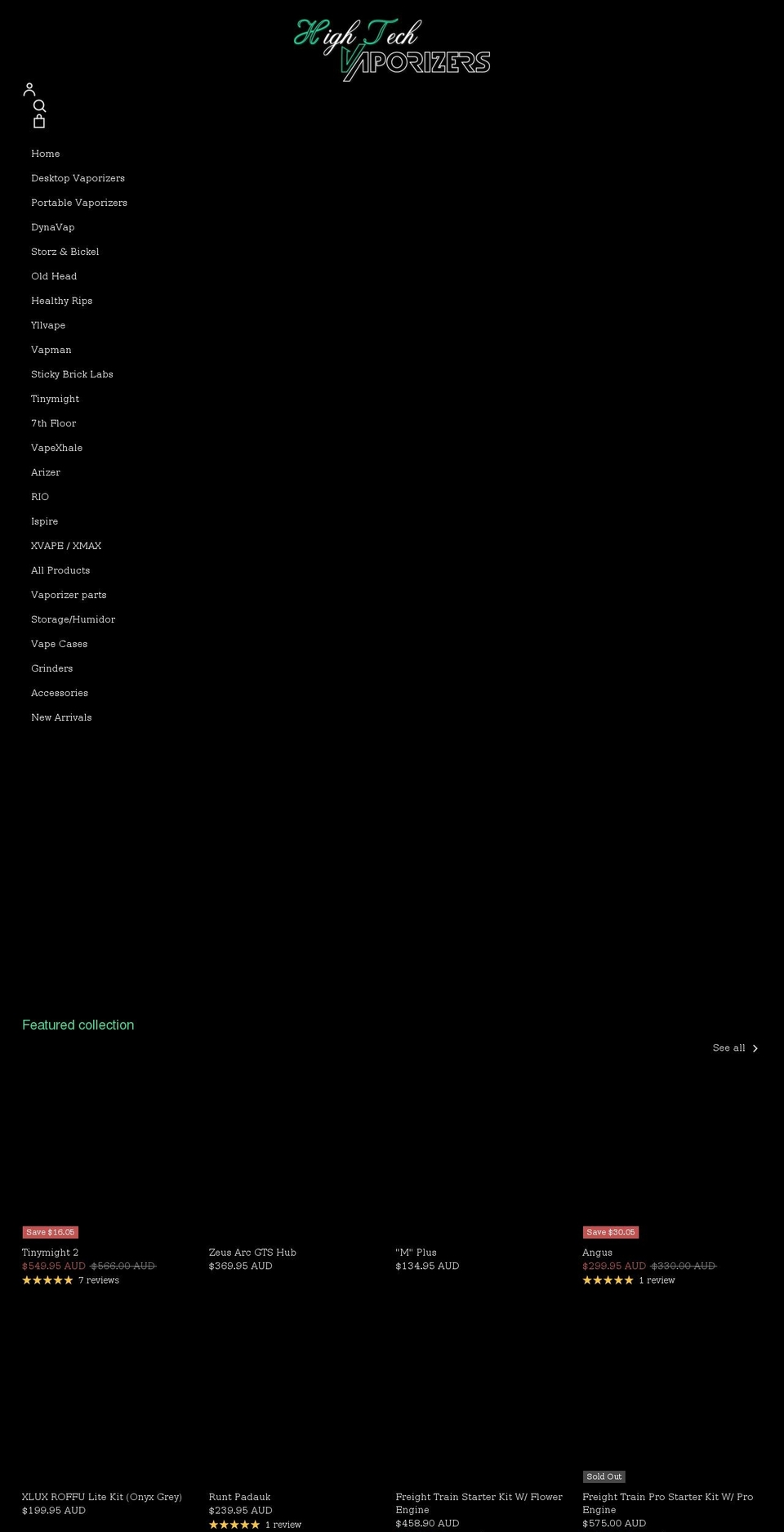 hightechvaporizers.com.au shopify website screenshot