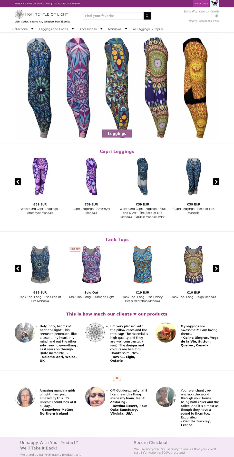 hightempleoflight.com — Shopify storefront screenshot