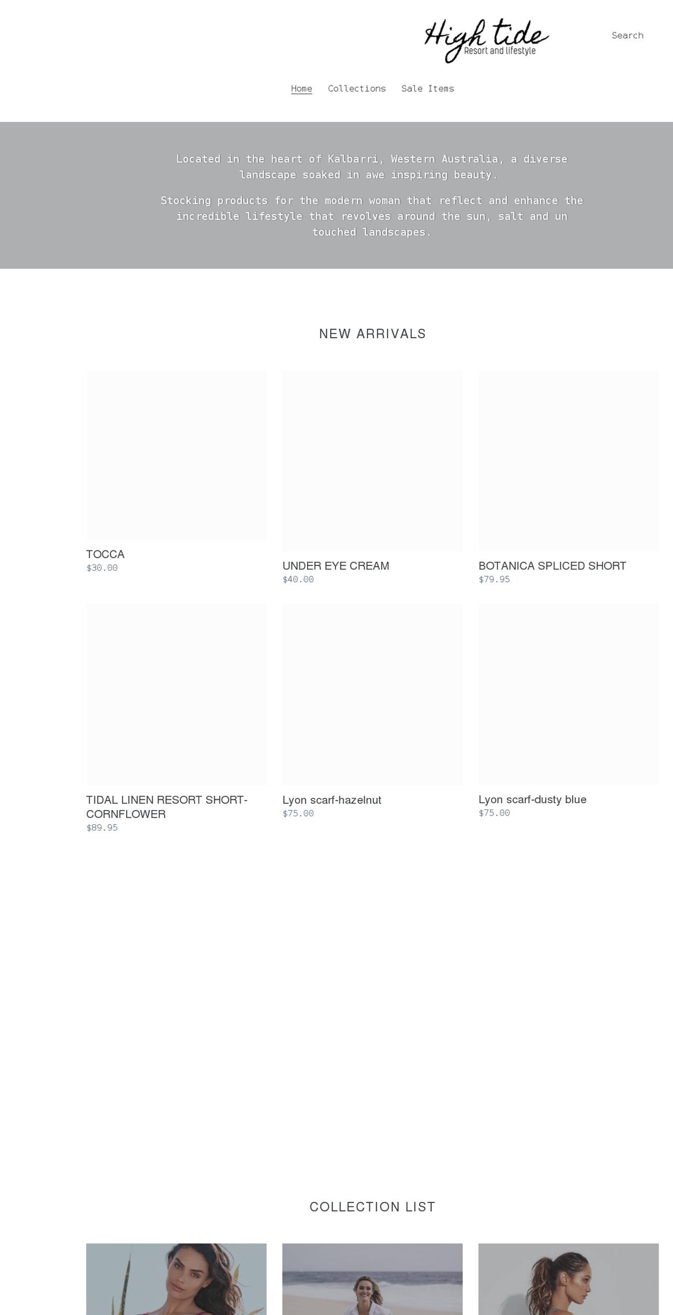 hightidekalbarri.com shopify website screenshot