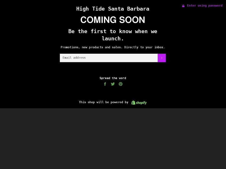 hightidesb.com shopify website screenshot