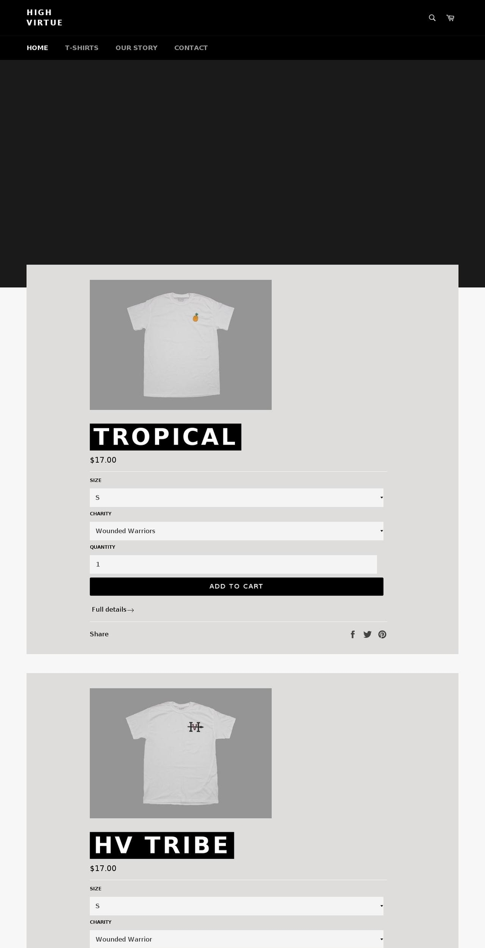 highvirtue.com — Shopify storefront screenshot