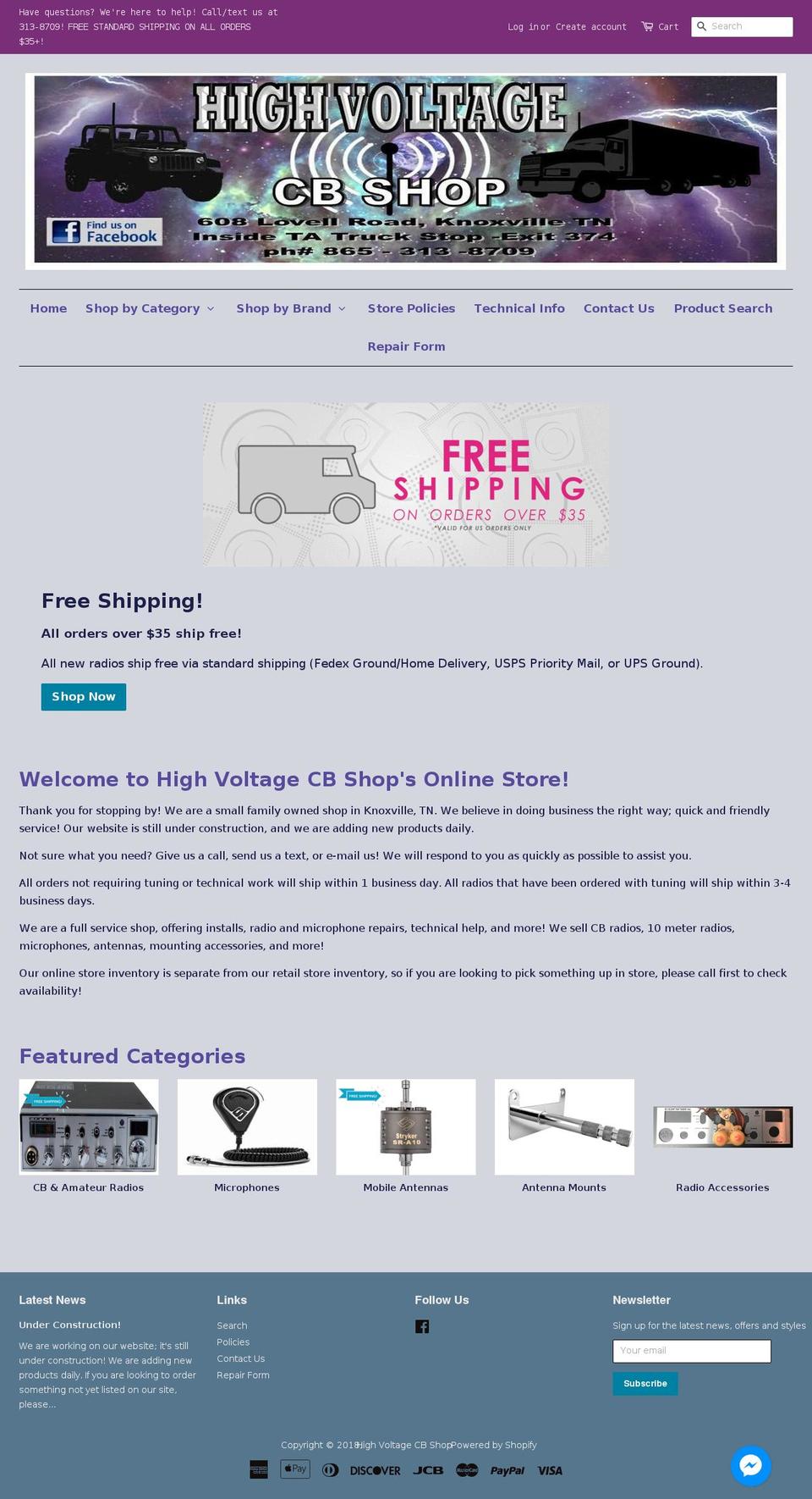 highvoltagecb.com — Shopify storefront screenshot