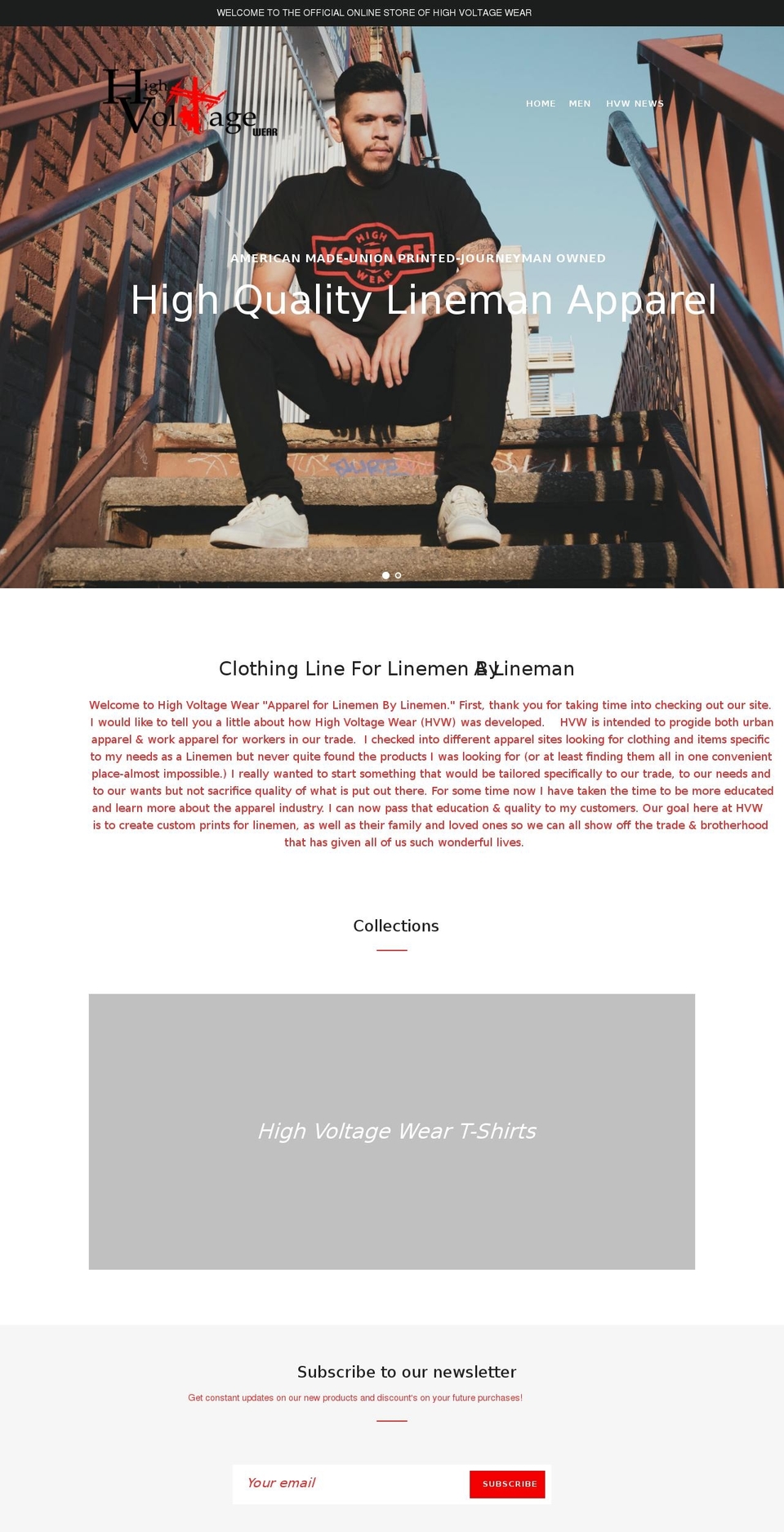 highvoltagewear.com shopify website screenshot
