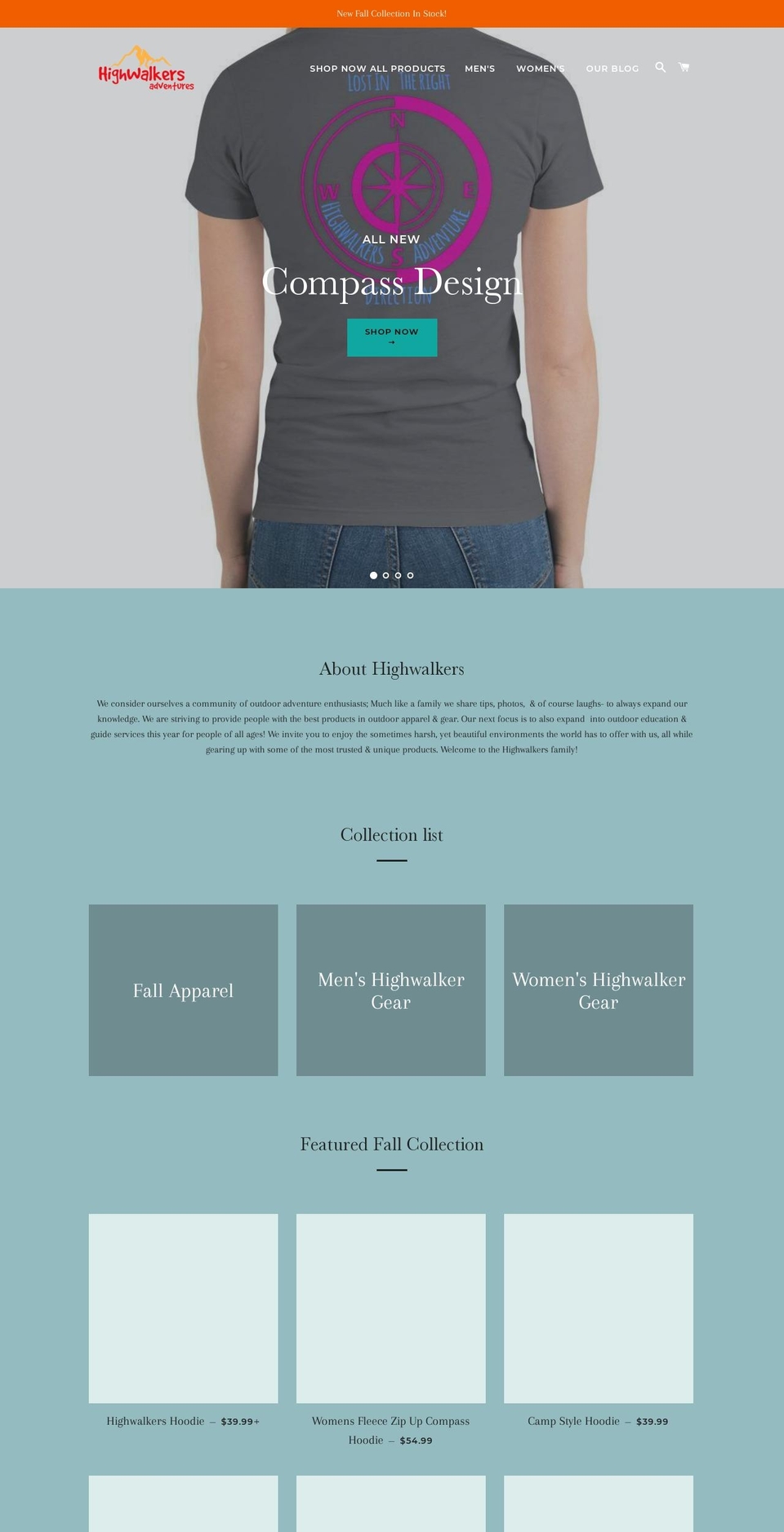 highwalkersadventure.com — Shopify storefront screenshot
