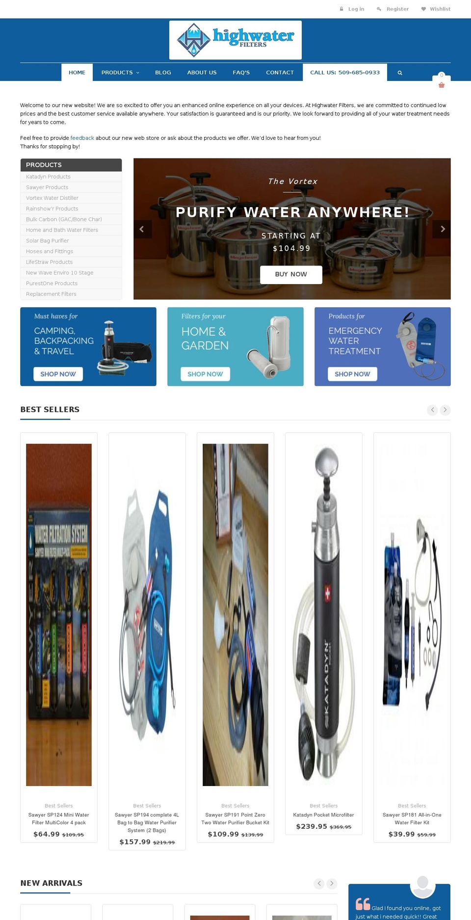Kalles Shopify theme site example highwaterfilters.com