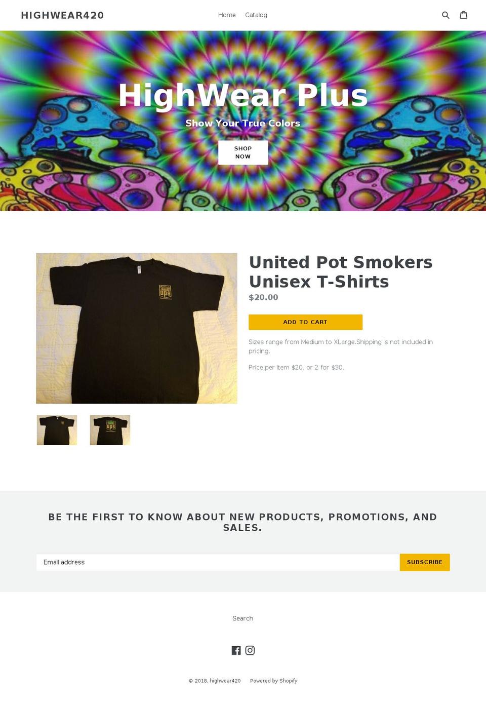 Saffron Shopify theme site example highwear420.com