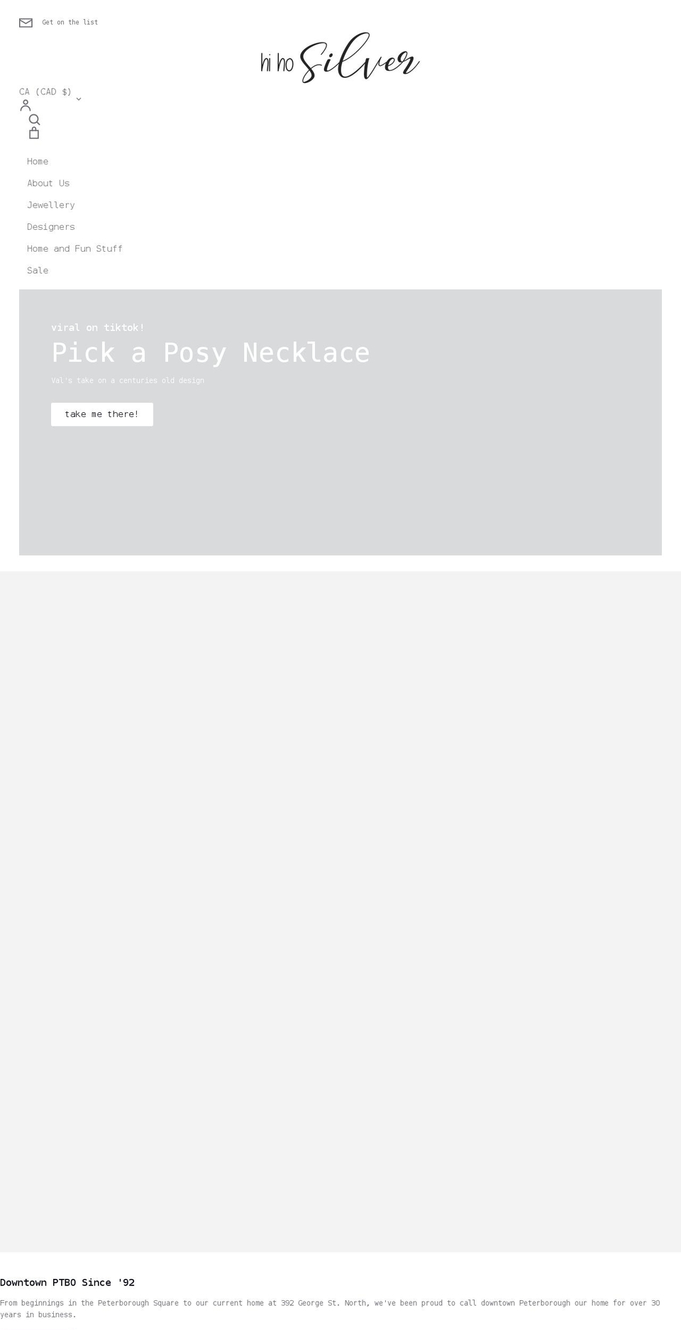 hihosilver.ca shopify website screenshot