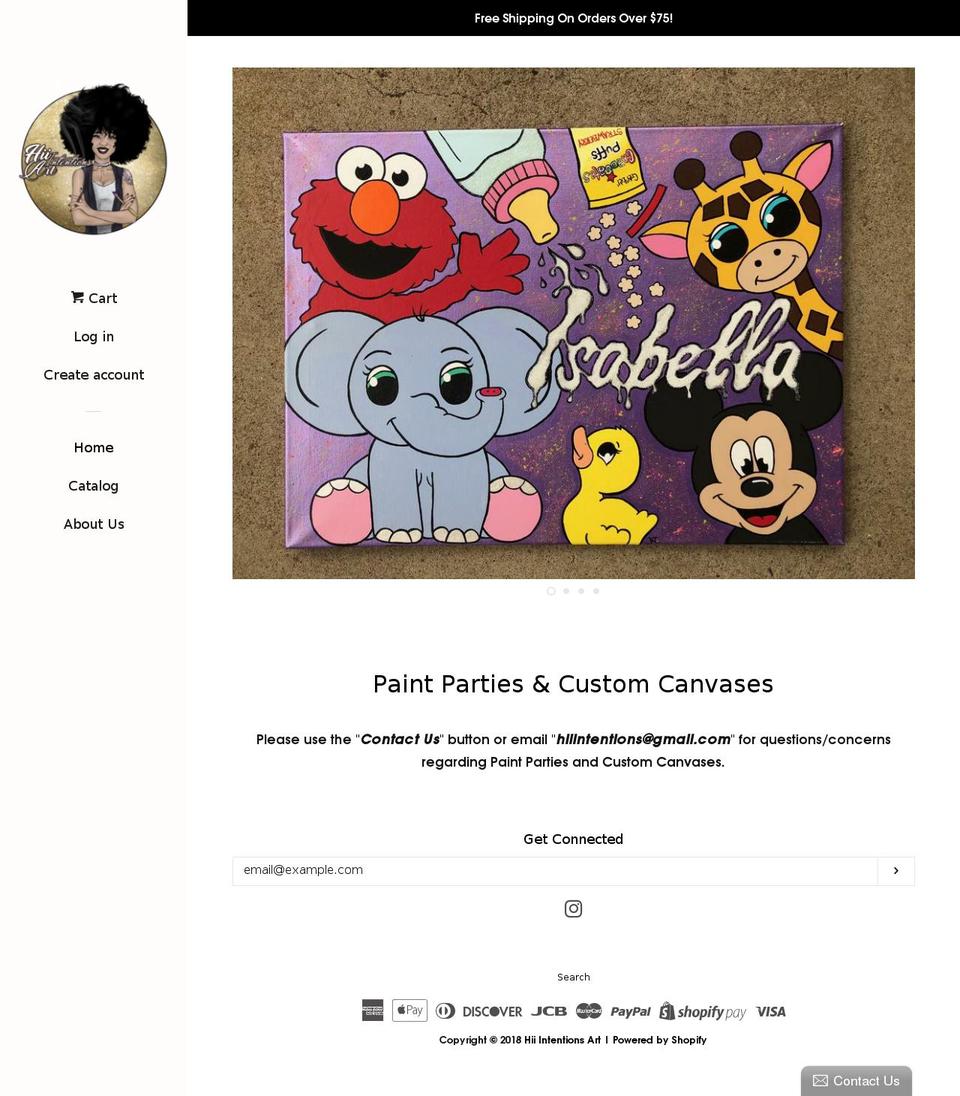 hii-intentionsart.com — Shopify storefront screenshot