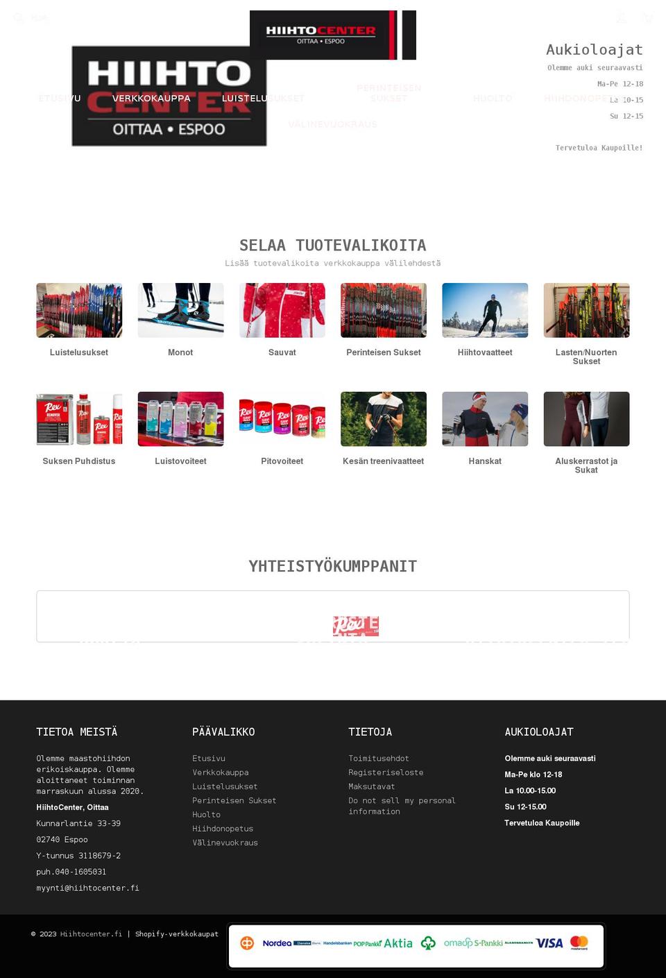 hiihtocenter.fi shopify website screenshot