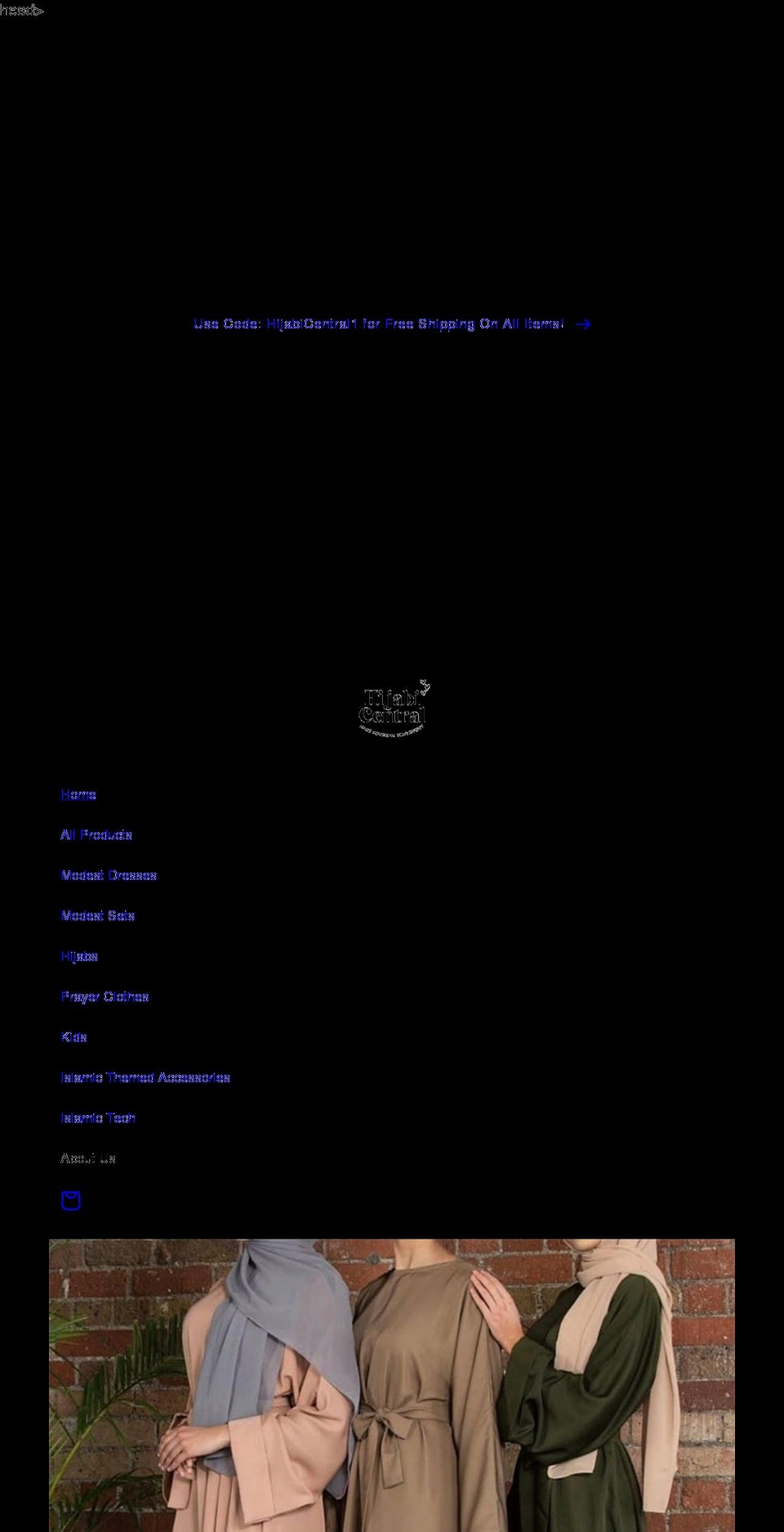hijabicentral.com shopify website screenshot