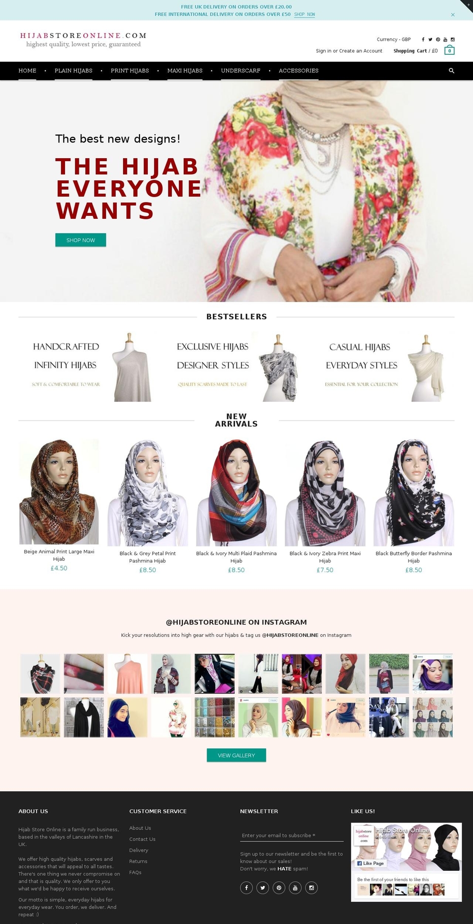 hijabstoreonline.com shopify website screenshot