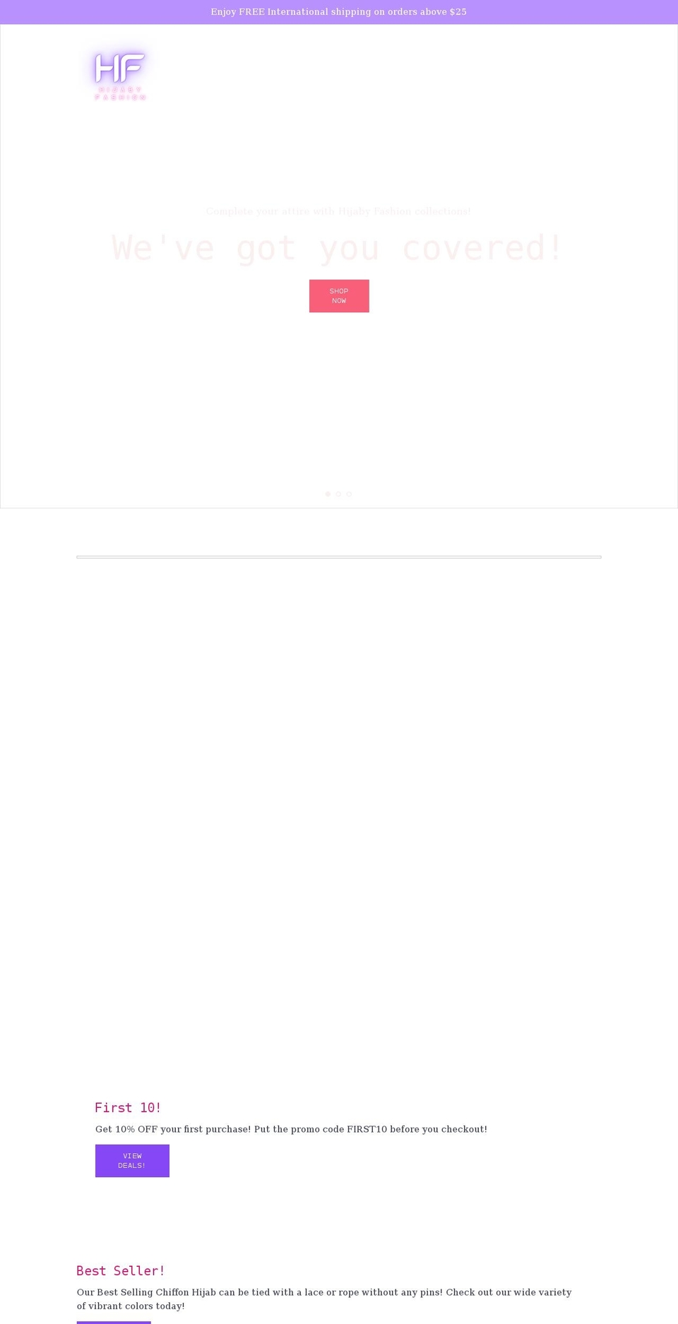 hijabyfashion.com shopify website screenshot