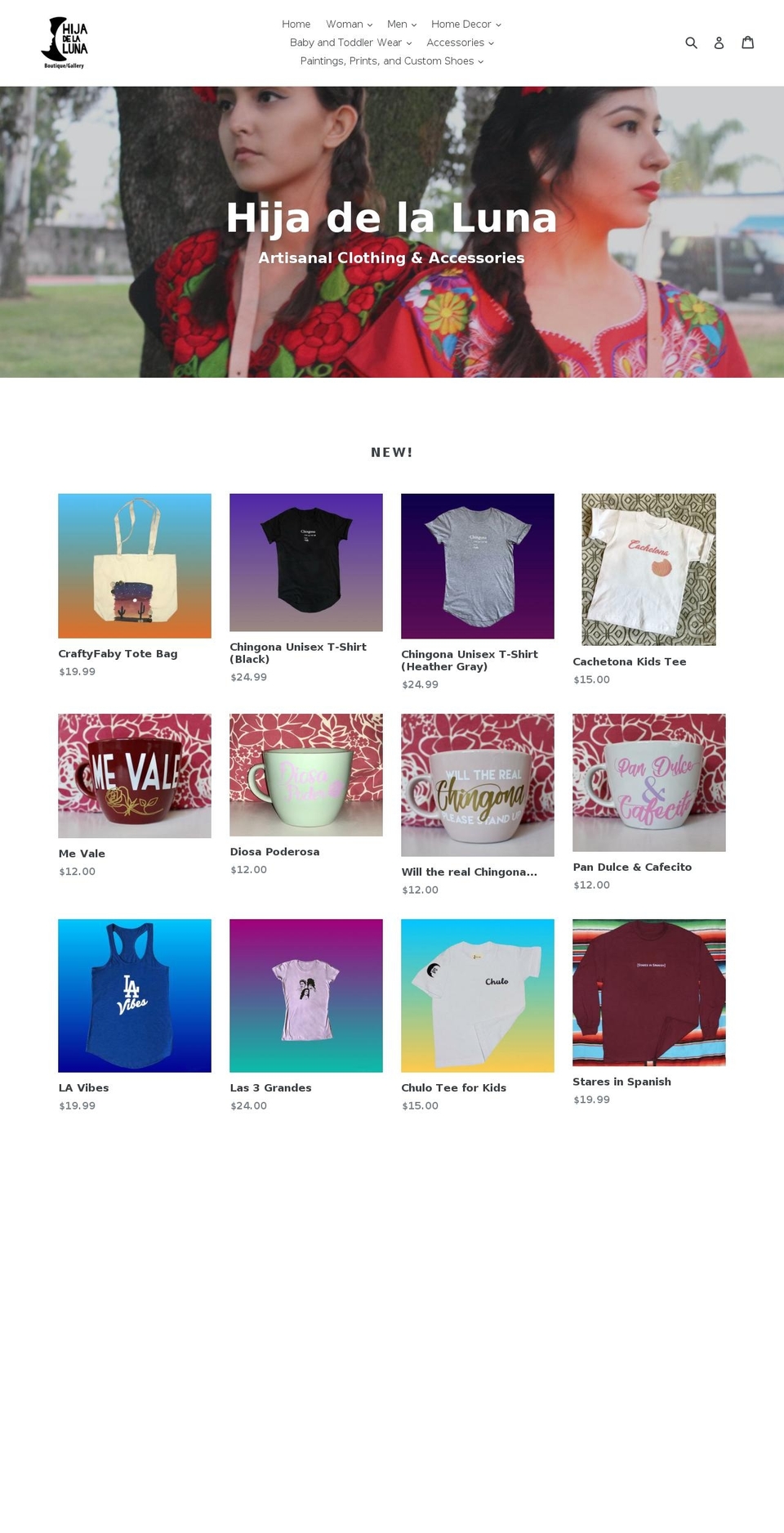 hijadelaluna.com shopify website screenshot