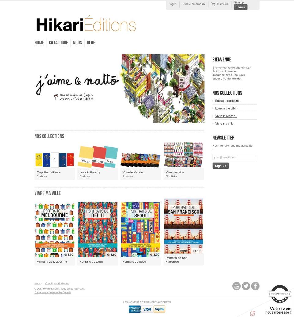 hikari-editions.com shopify website screenshot