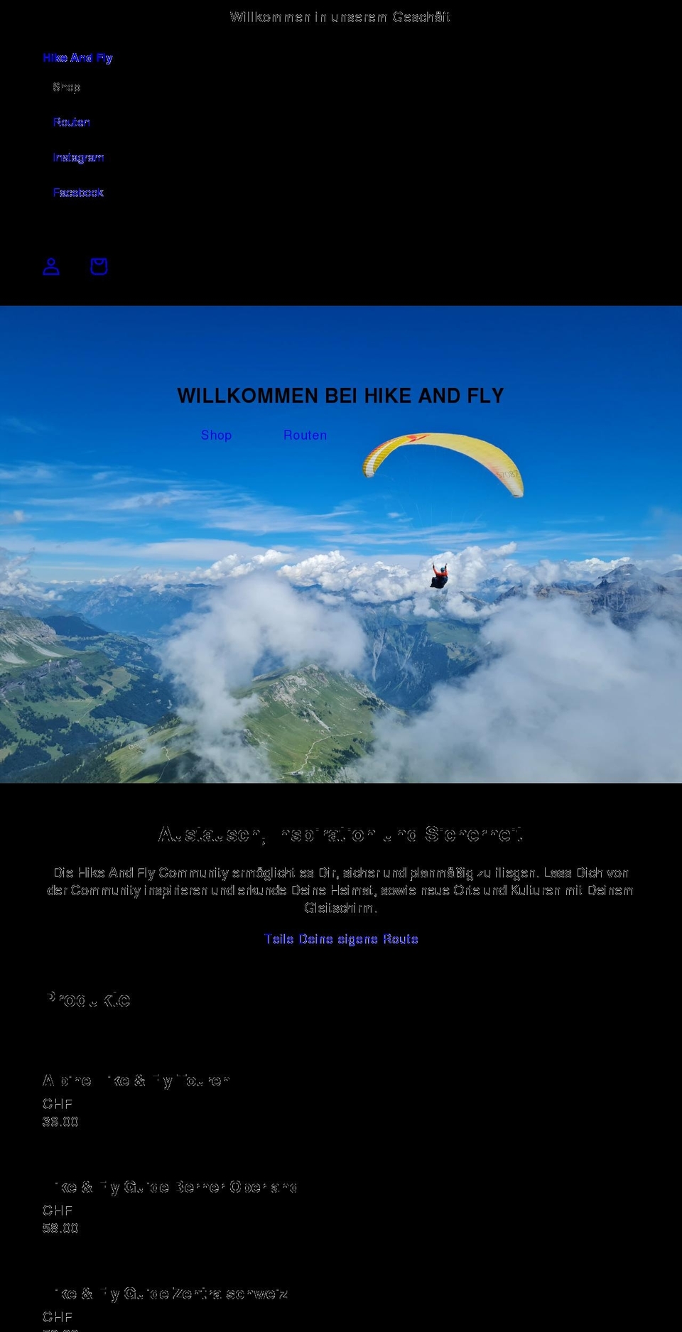 hikeandfly.com shopify website screenshot