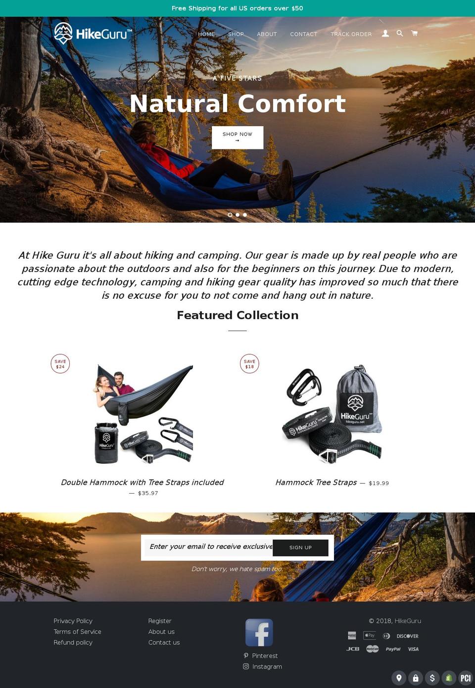 hikeguru.net shopify website screenshot