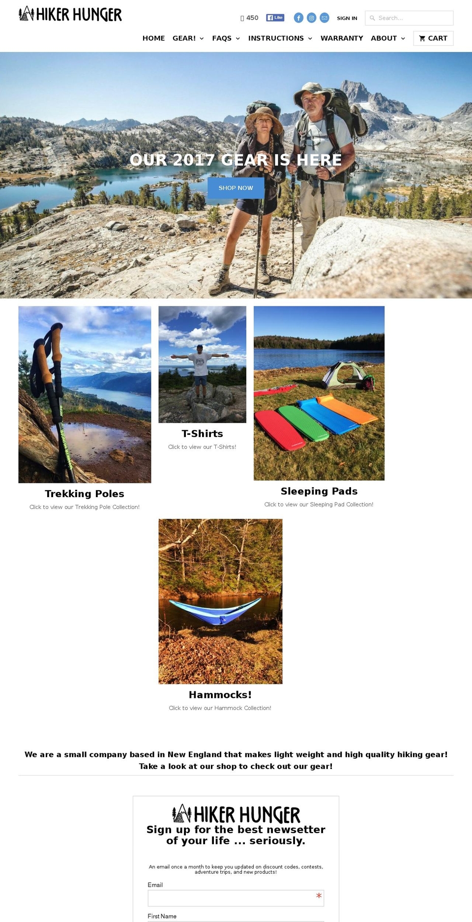 hikerhunger.com shopify website screenshot