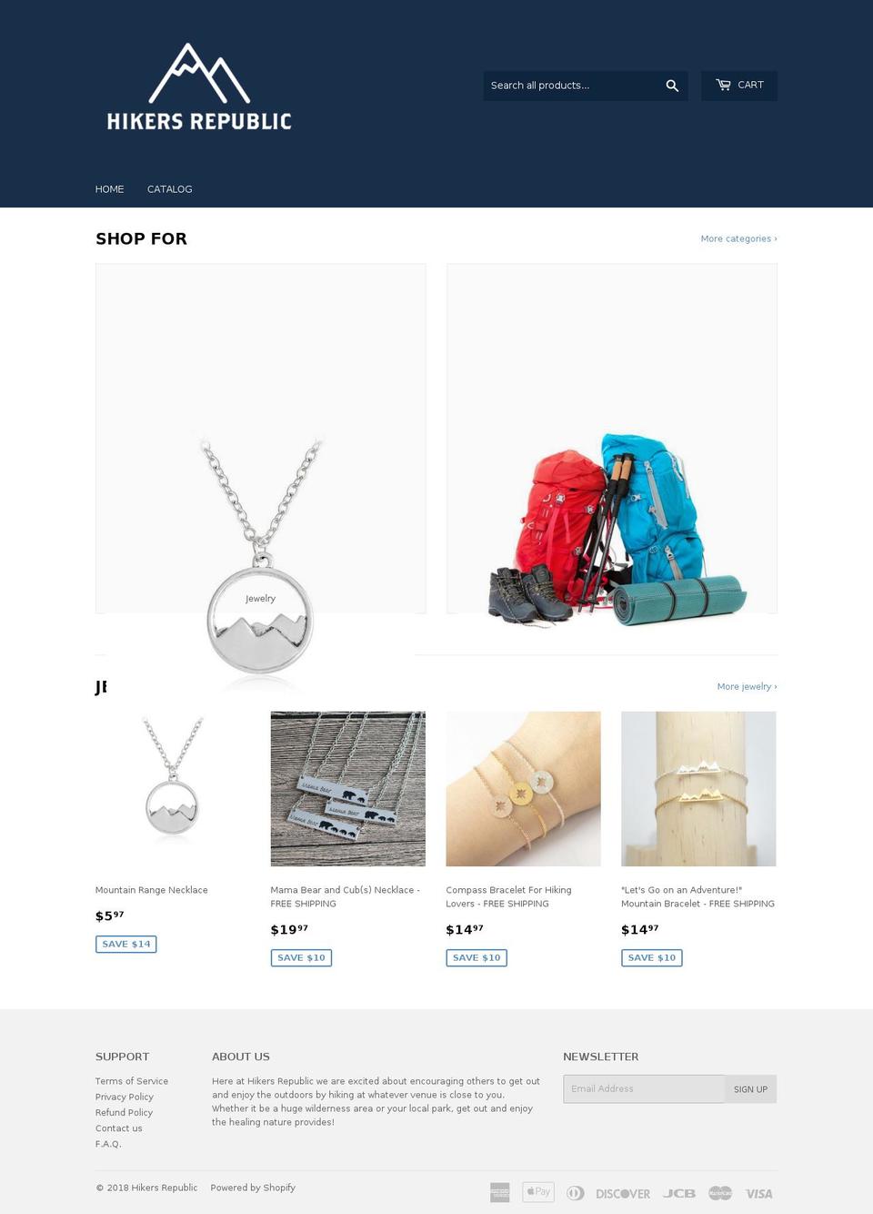 hikersrepublic.com — Shopify storefront screenshot