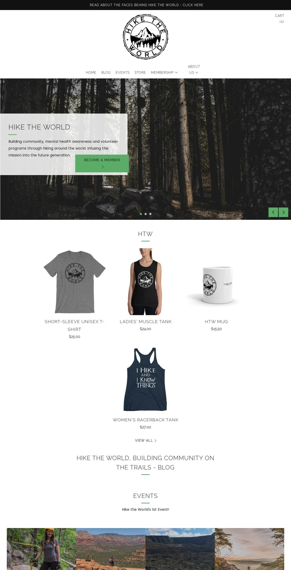 hiketheworld.com shopify website screenshot