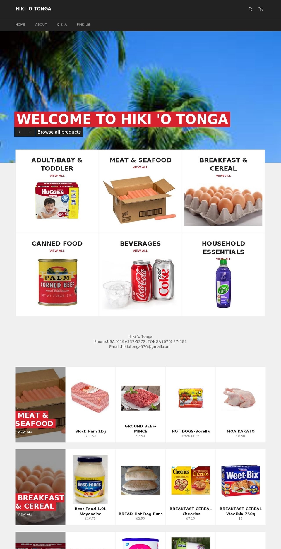 hiki-o-tonga.com shopify website screenshot