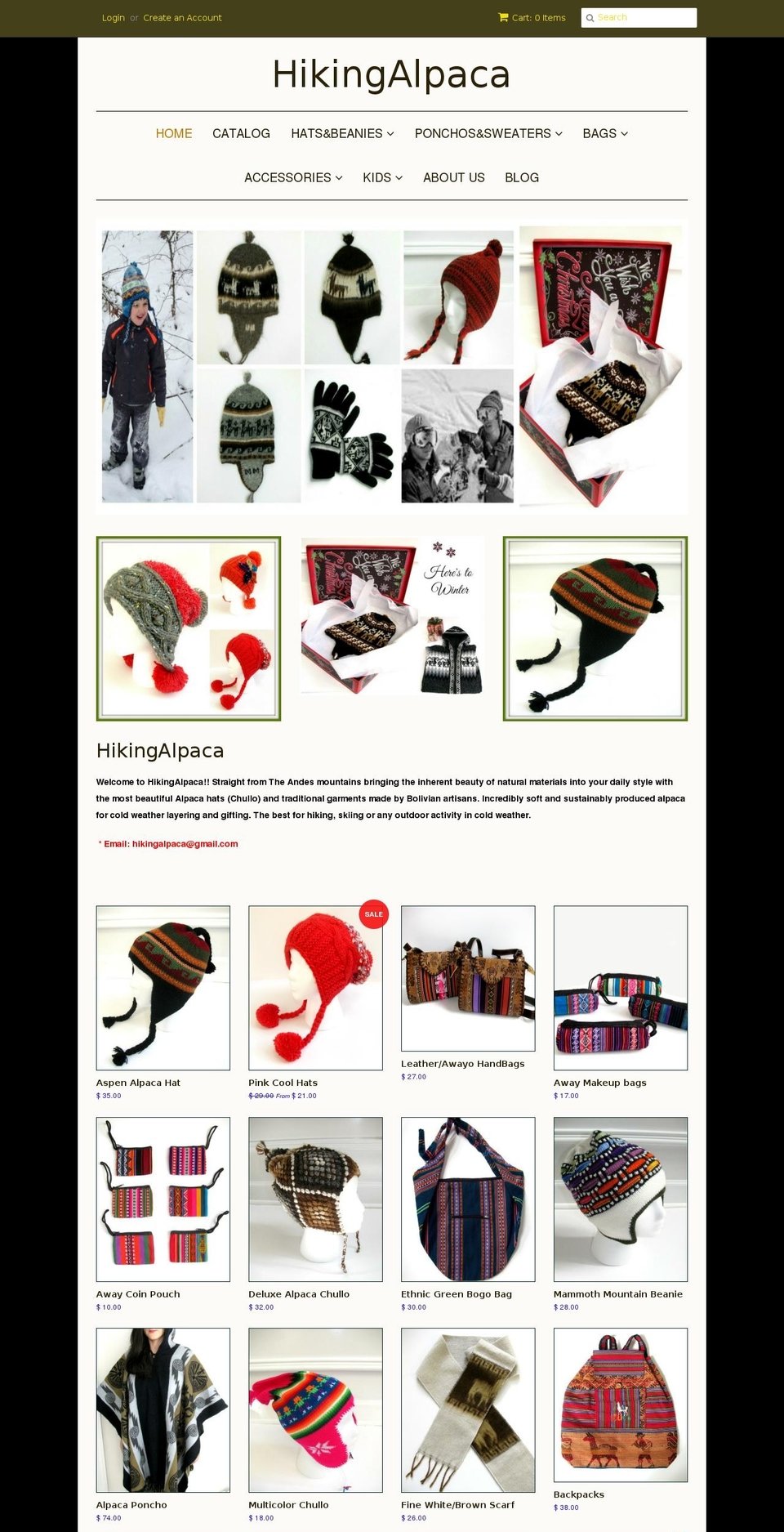hikingalpaca.com shopify website screenshot