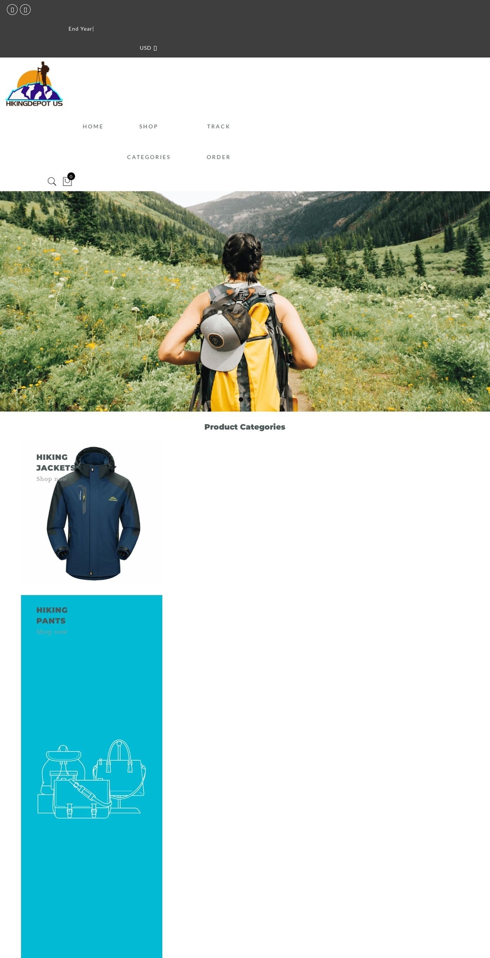 hikingdepotus.com shopify website screenshot