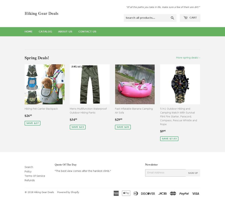 hikinggeardeals.com — Shopify storefront screenshot
