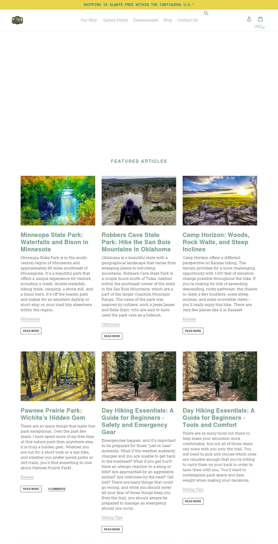 hikingmojo.com shopify website screenshot