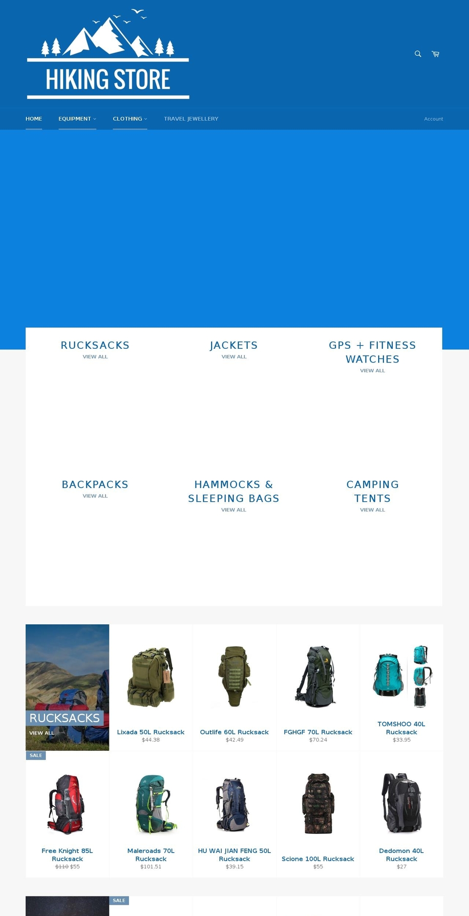 hikingstore.net shopify website screenshot
