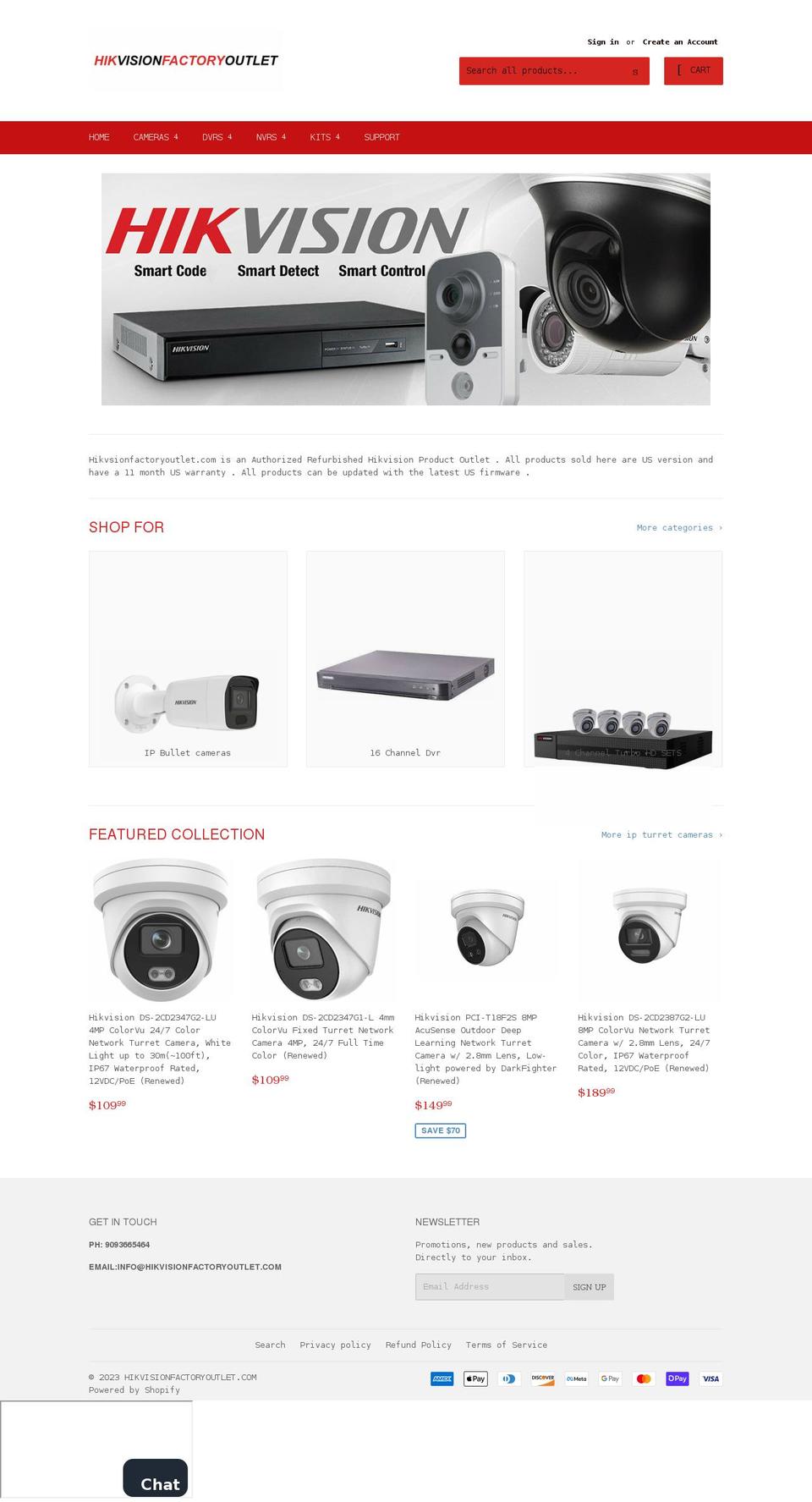 hikvisionfactoryoutlet.com shopify website screenshot