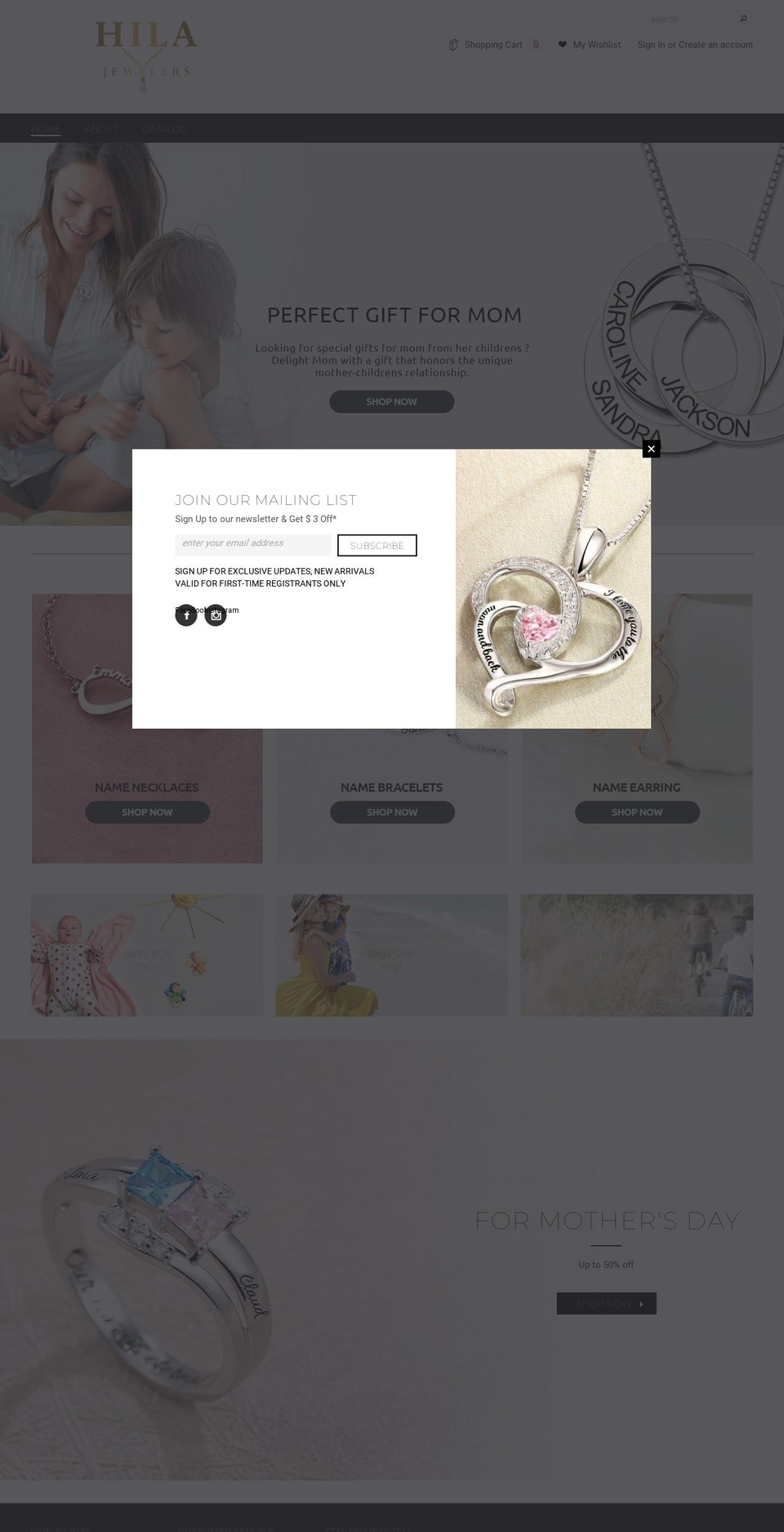 hilajewelers.com shopify website screenshot