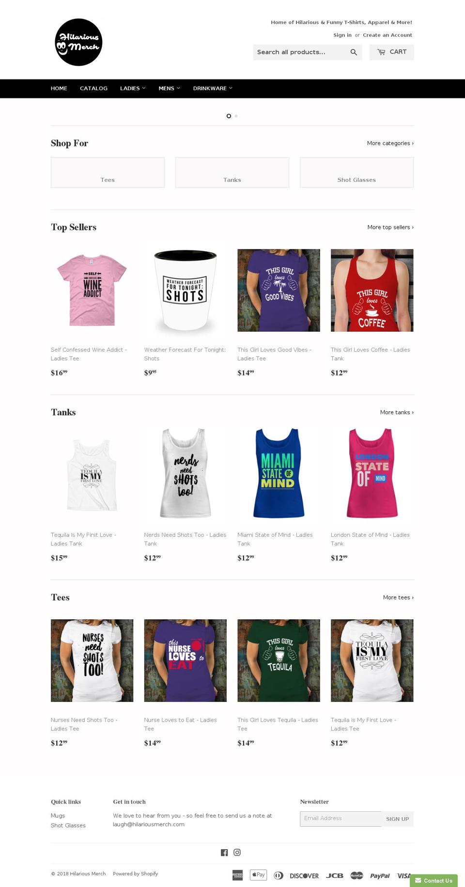 hilariousmerch.com — Shopify storefront screenshot